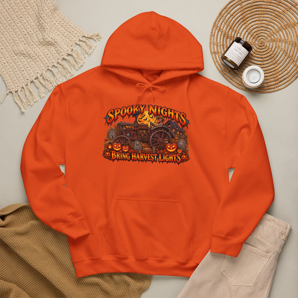 Spooky Nights Bring Harvest Lights Hoodie | Halloween Pumpkin Wagon Sweatshirt