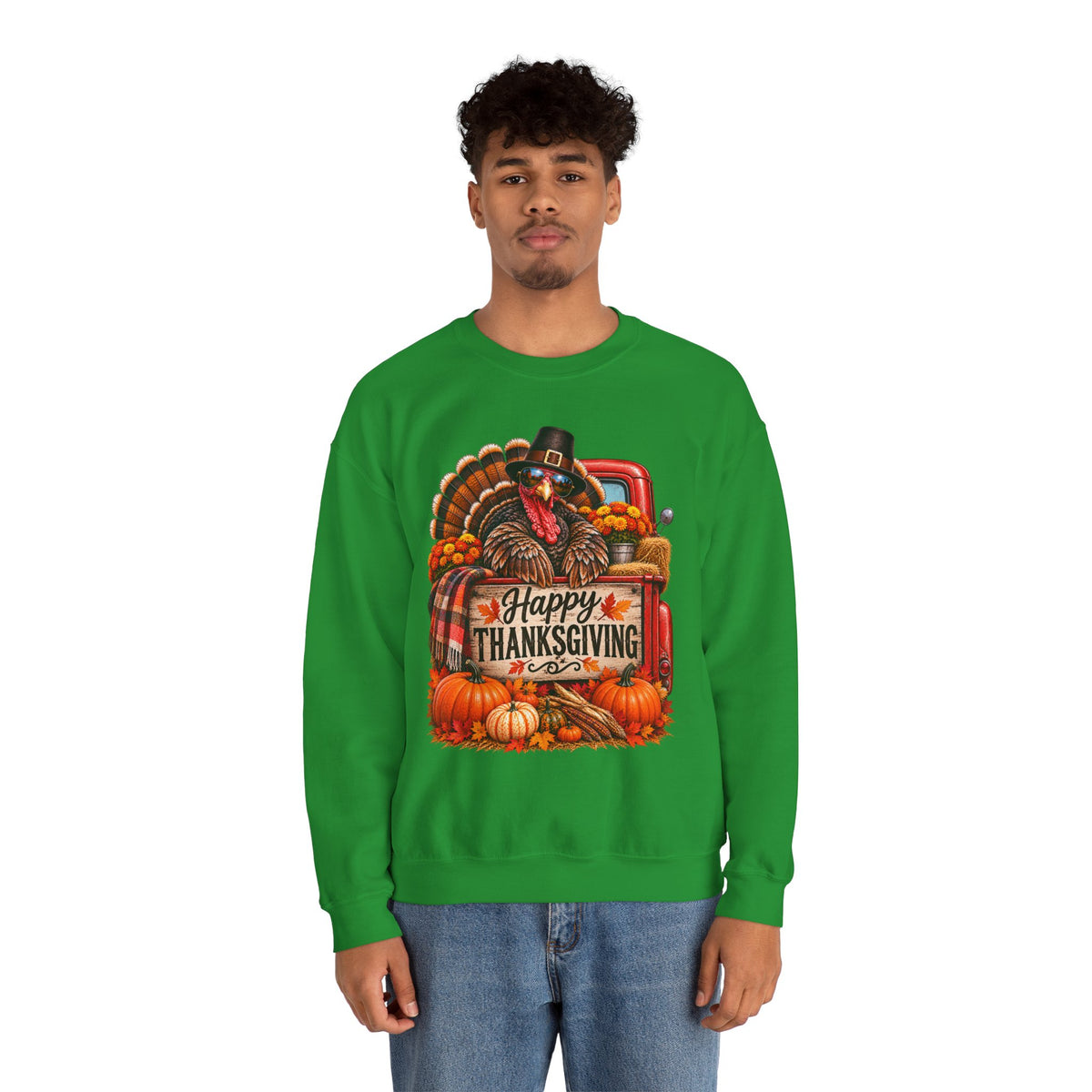 Happy Thanksgiving Turkey Sweatshirt — Fall Pumpkin Harvest Crewneck