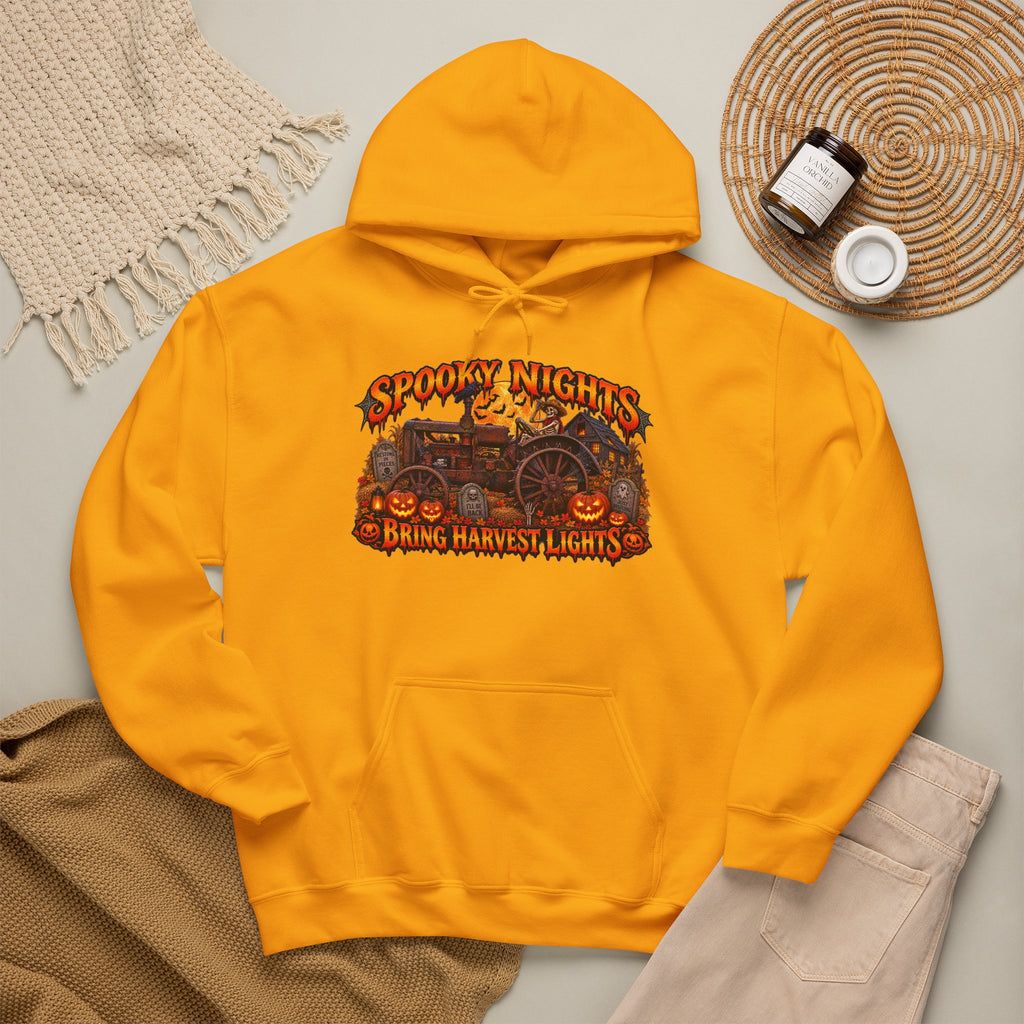 Spooky Nights Bring Harvest Lights Hoodie | Halloween Pumpkin Wagon Sweatshirt