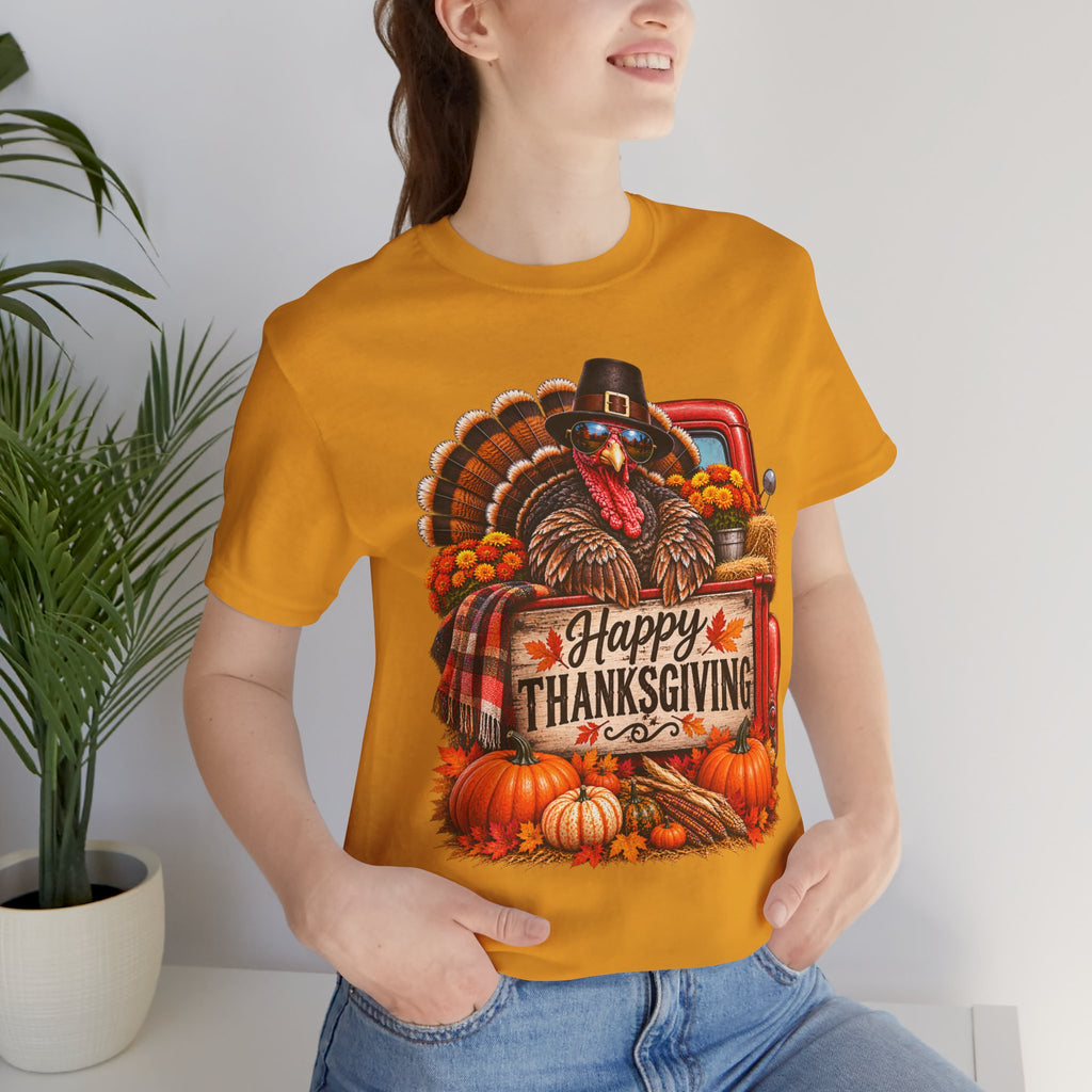 Thanksgiving Turkey T-Shirt – "Happy Thanksgiving" Fall Harvest Tee
