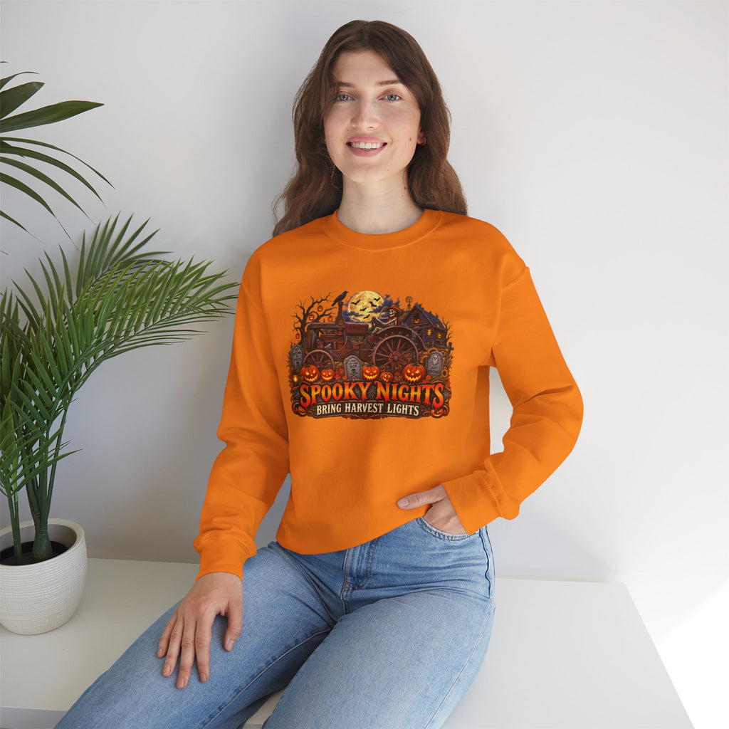 Spooky Nights Harvest Lights sweatshirt | Halloween pumpkin moon crewneck