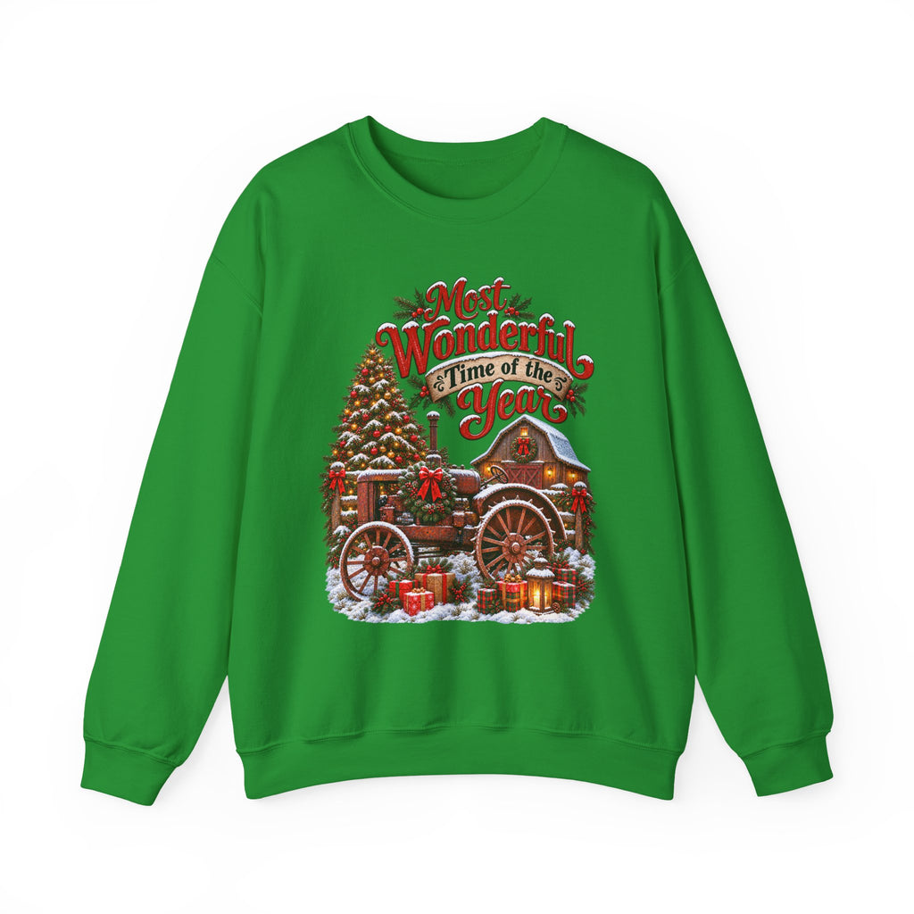 Most Wonderful Time of the Year Sweatshirt | Christmas Vintage Wagon Tree Design