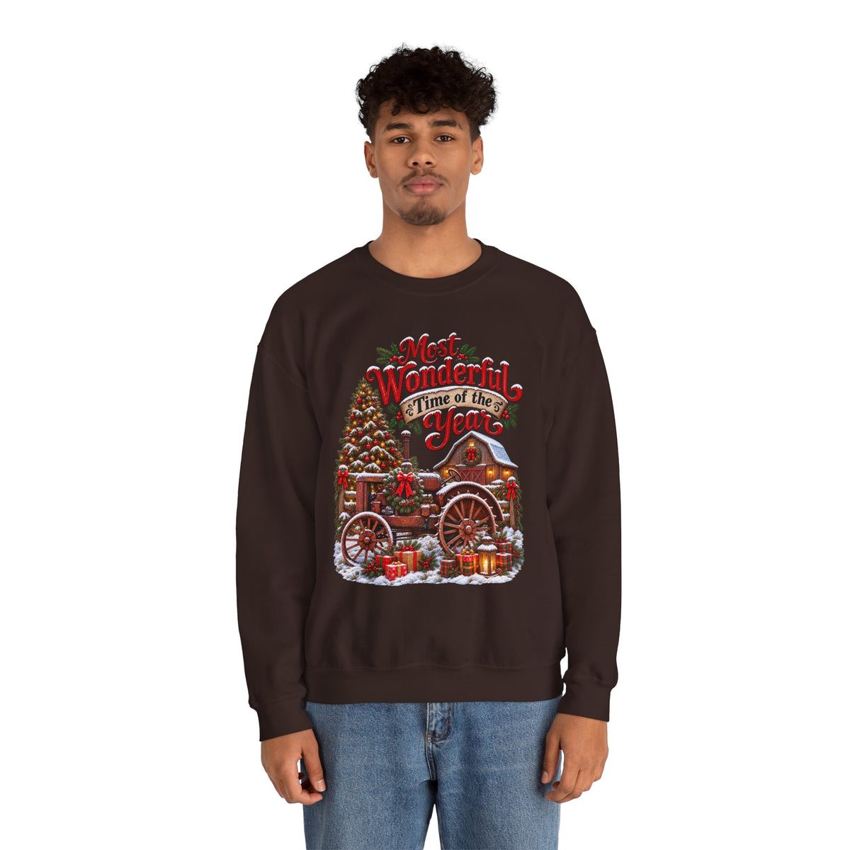 Most Wonderful Time of the Year Sweatshirt | Christmas Vintage Wagon Tree Design
