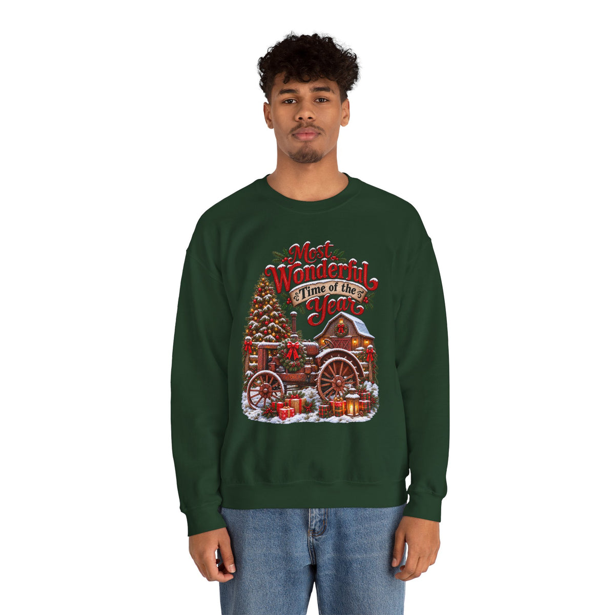 Most Wonderful Time of the Year Sweatshirt | Christmas Vintage Wagon Tree Design