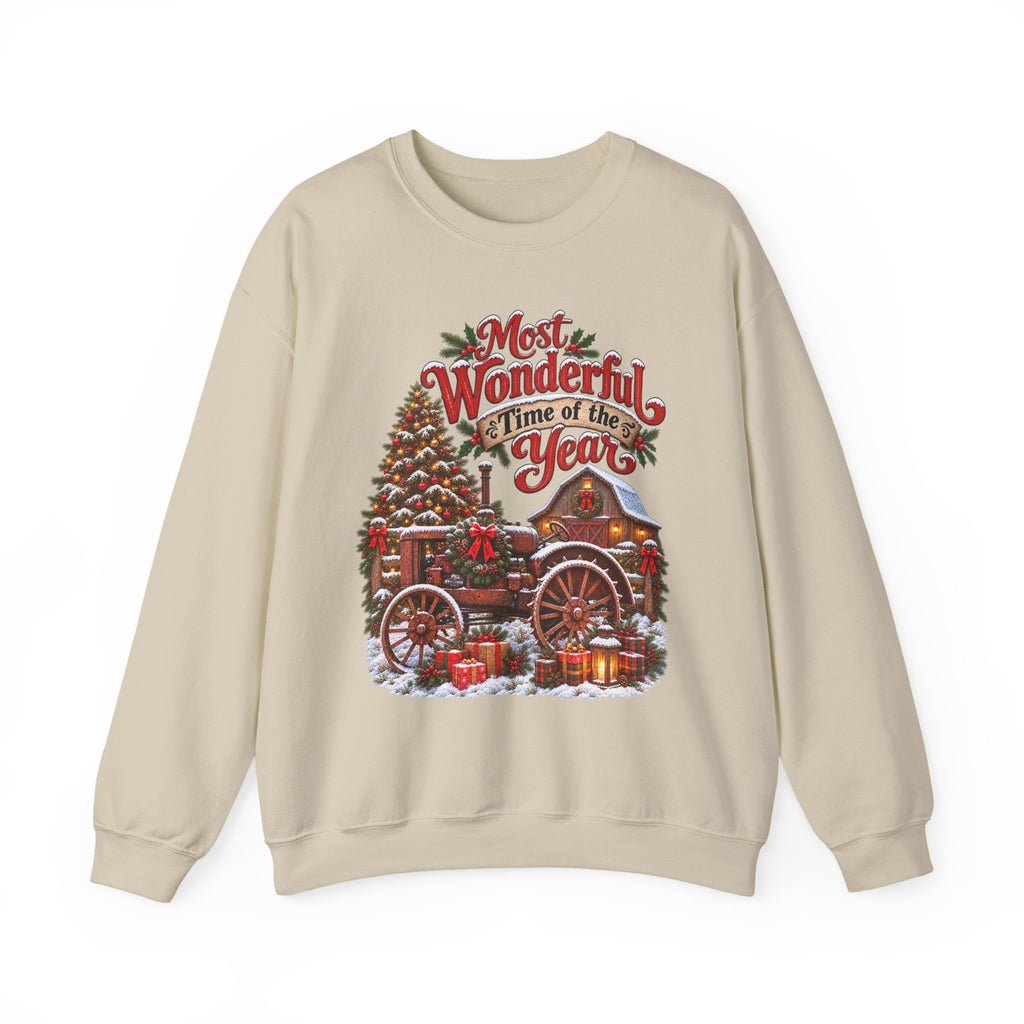 Most Wonderful Time of the Year Sweatshirt | Christmas Vintage Wagon Tree Design