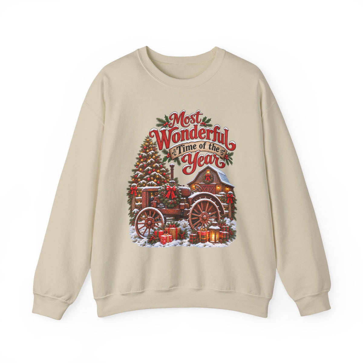 Most Wonderful Time of the Year Sweatshirt | Christmas Vintage Wagon Tree Design