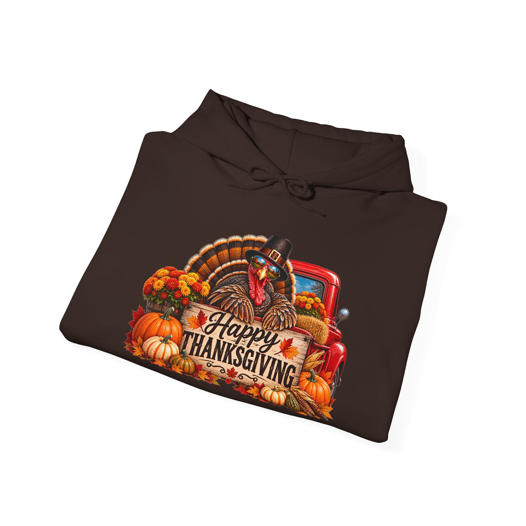 Thanksgiving Vintage Truck Hoodie – Happy Thanksgiving Fall Harvest Sweatshirt
