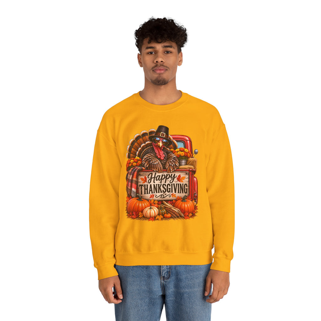 Happy Thanksgiving Turkey Sweatshirt — Fall Pumpkin Harvest Crewneck