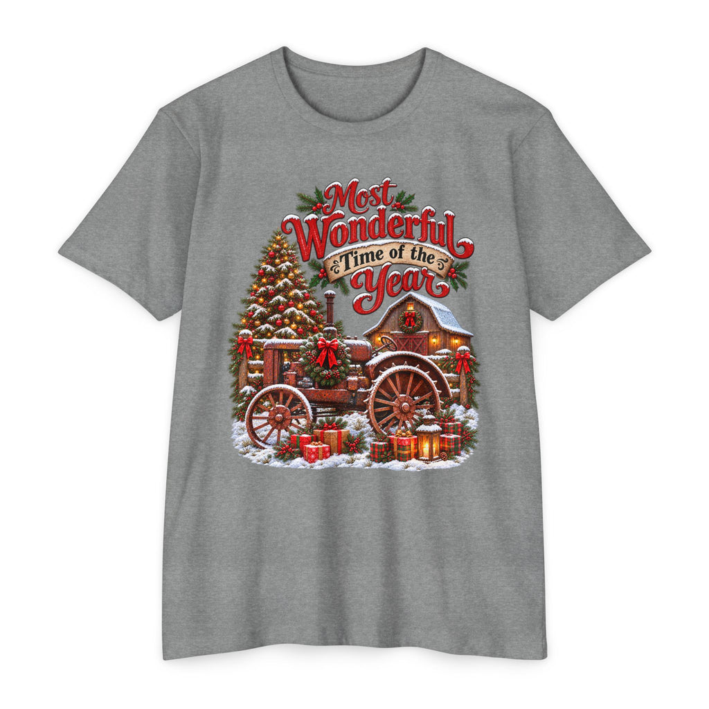 Most Wonderful Time of the Year Christmas T-Shirt | Vintage Holiday Wagon Design