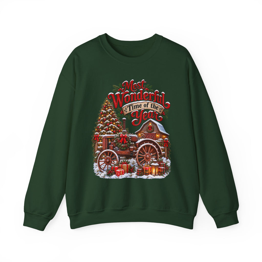 Most Wonderful Time of the Year Sweatshirt | Christmas Vintage Wagon Tree Design