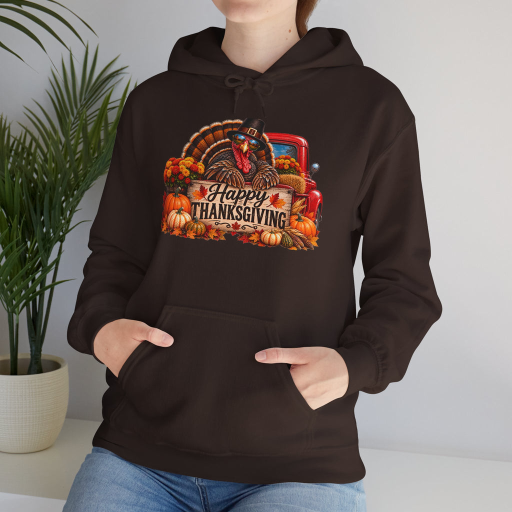 Thanksgiving Vintage Truck Hoodie – Happy Thanksgiving Fall Harvest Sweatshirt