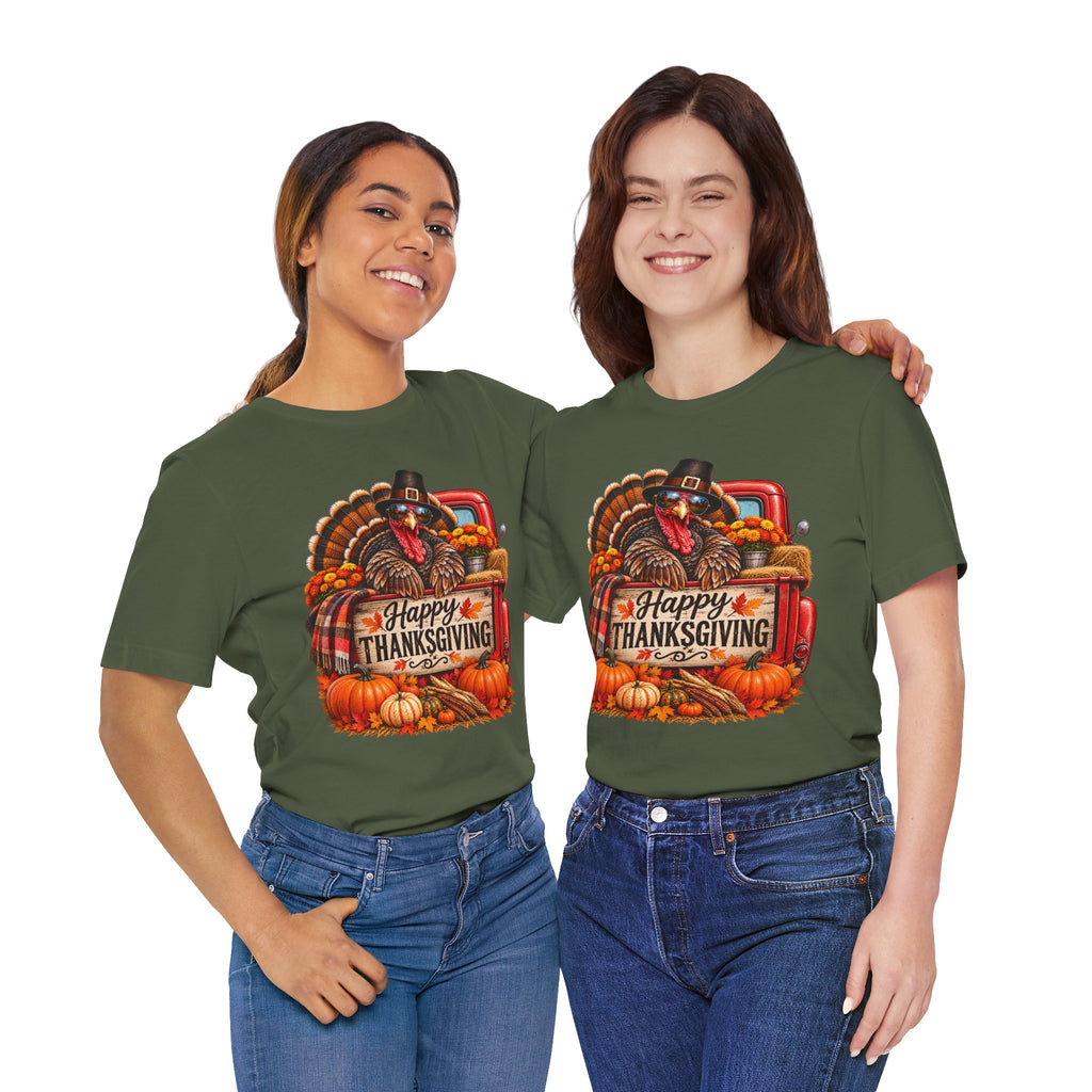 Thanksgiving Turkey T-Shirt – "Happy Thanksgiving" Fall Harvest Tee