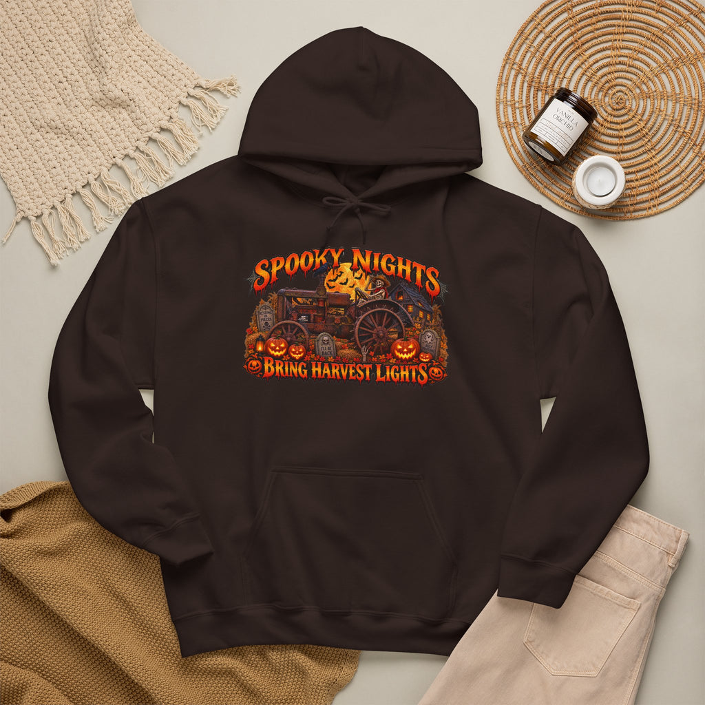 Spooky Nights Bring Harvest Lights Hoodie | Halloween Pumpkin Wagon Sweatshirt