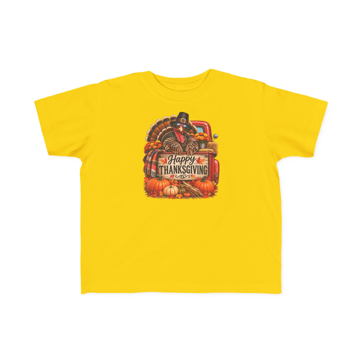 Toddler T-Shirt — 'Happy Thanksgiving' Turkey Truck Design