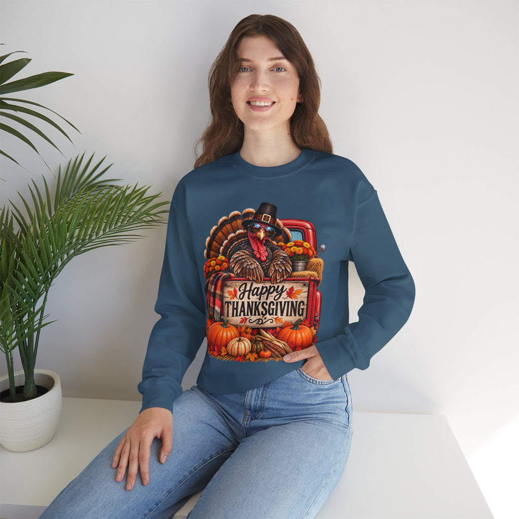 Happy Thanksgiving Turkey Sweatshirt — Fall Pumpkin Harvest Crewneck