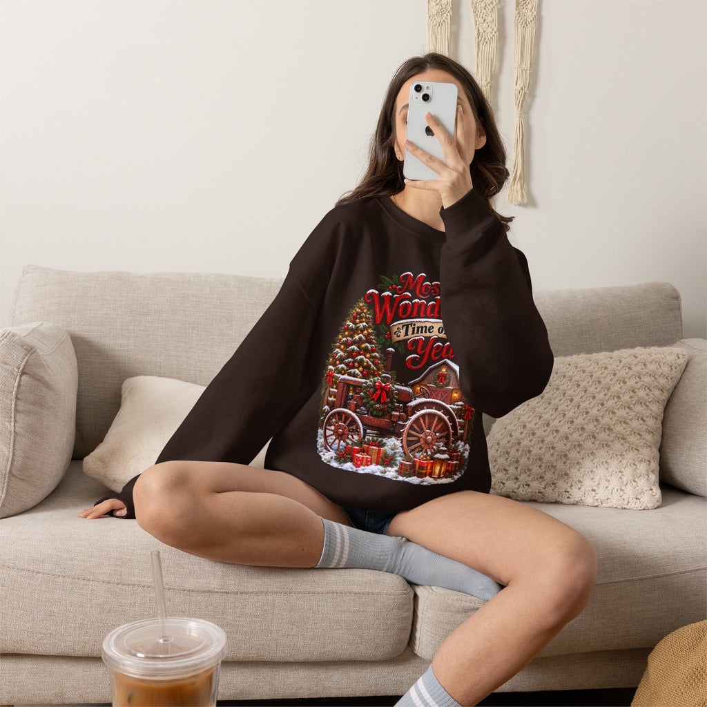 Most Wonderful Time of the Year Sweatshirt | Christmas Vintage Wagon Tree Design