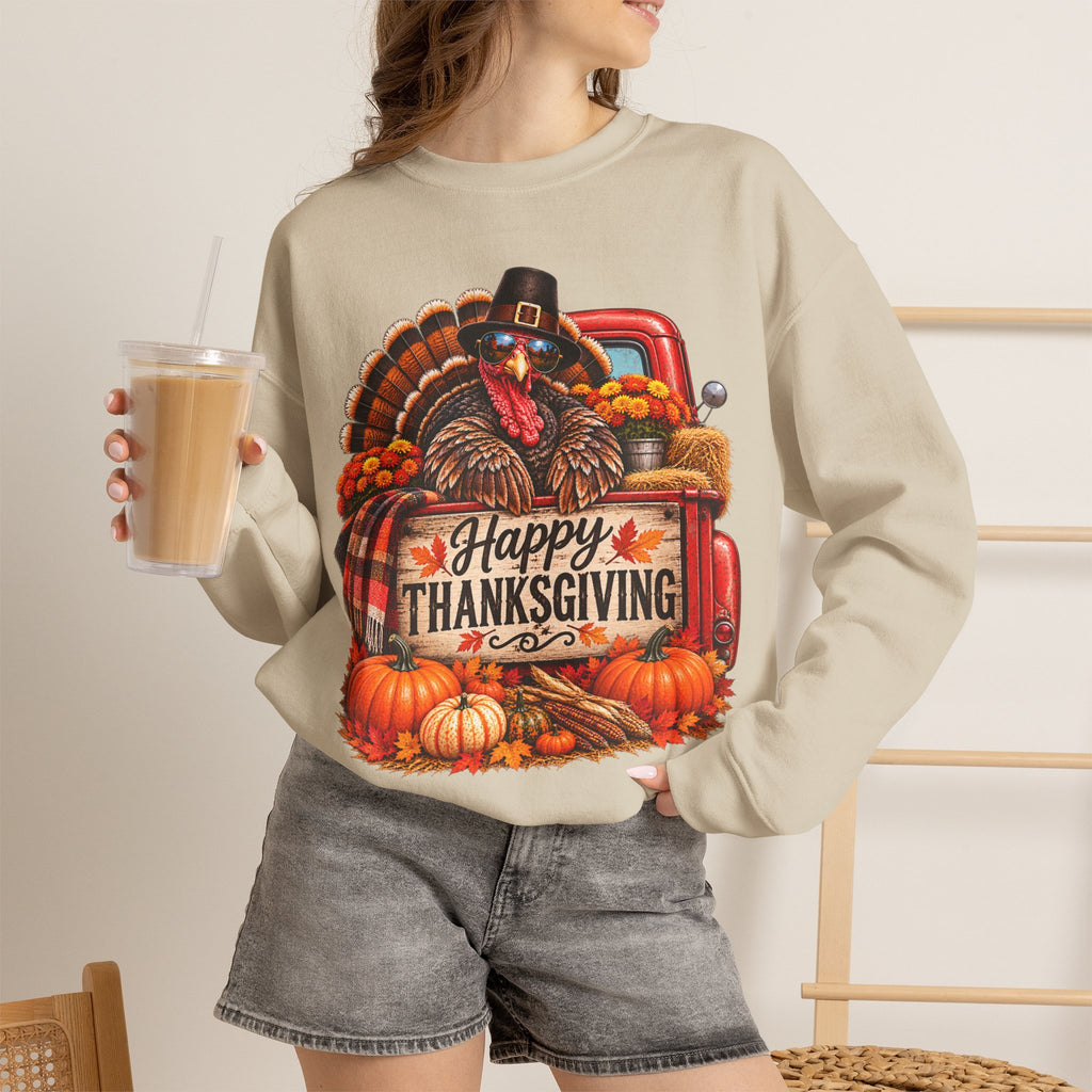 Happy Thanksgiving Turkey Sweatshirt — Fall Pumpkin Harvest Crewneck