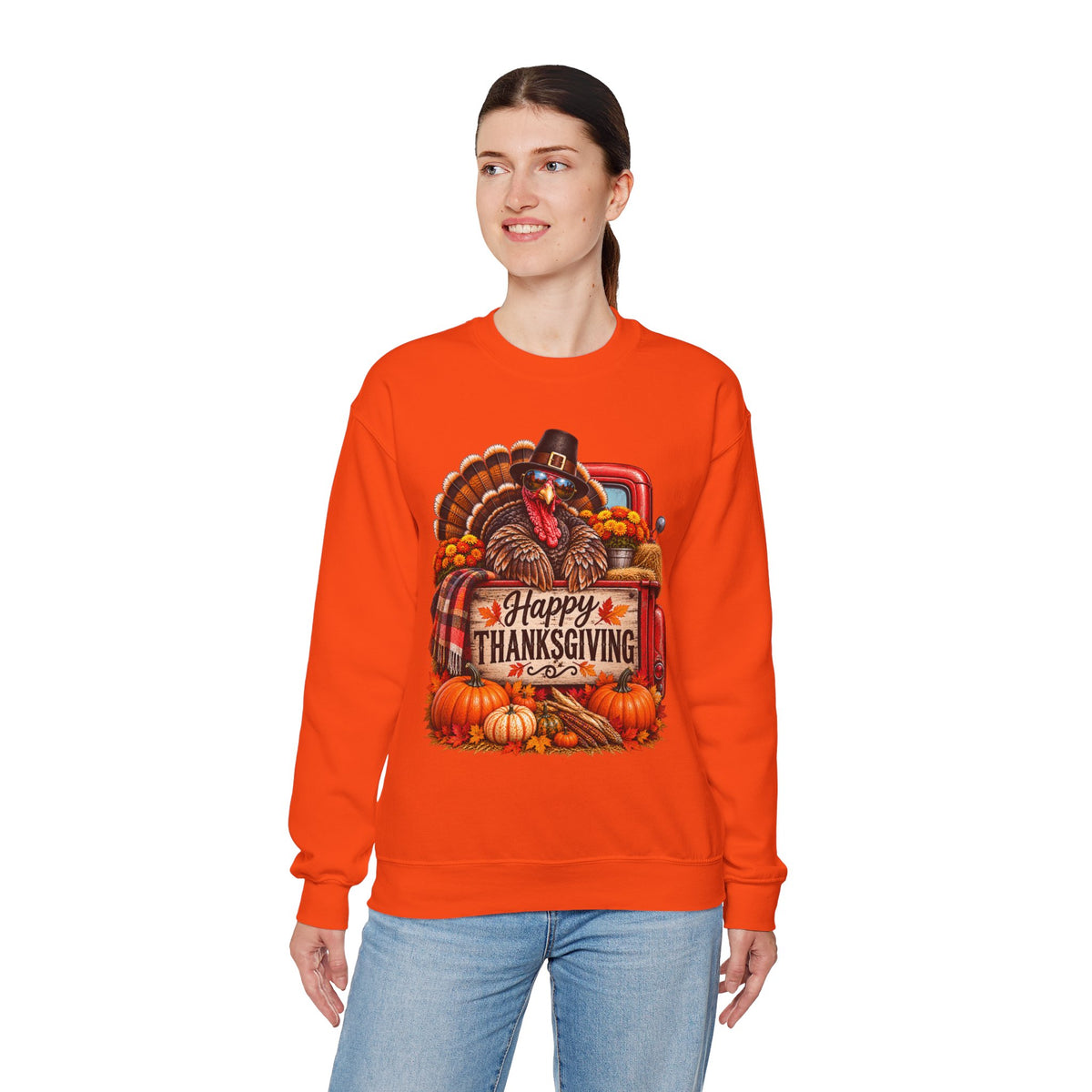 Happy Thanksgiving Turkey Sweatshirt — Fall Pumpkin Harvest Crewneck