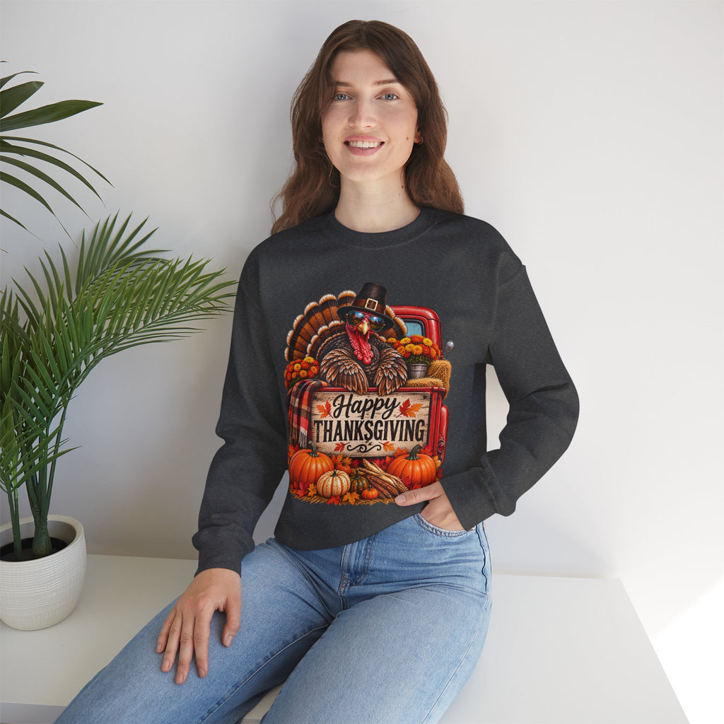 Happy Thanksgiving Turkey Sweatshirt — Fall Pumpkin Harvest Crewneck