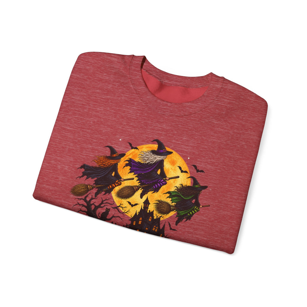 Witching You a Happy Halloween Crewneck Sweatshirt | Halloween Skull Moon Design