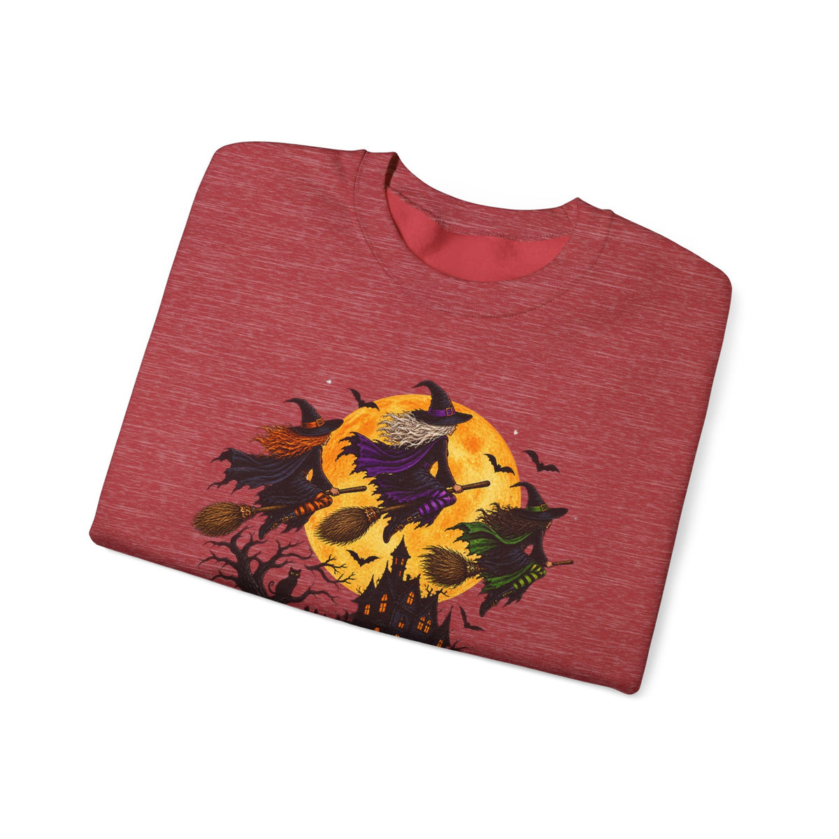 Witching You a Happy Halloween Crewneck Sweatshirt | Halloween Skull Moon Design