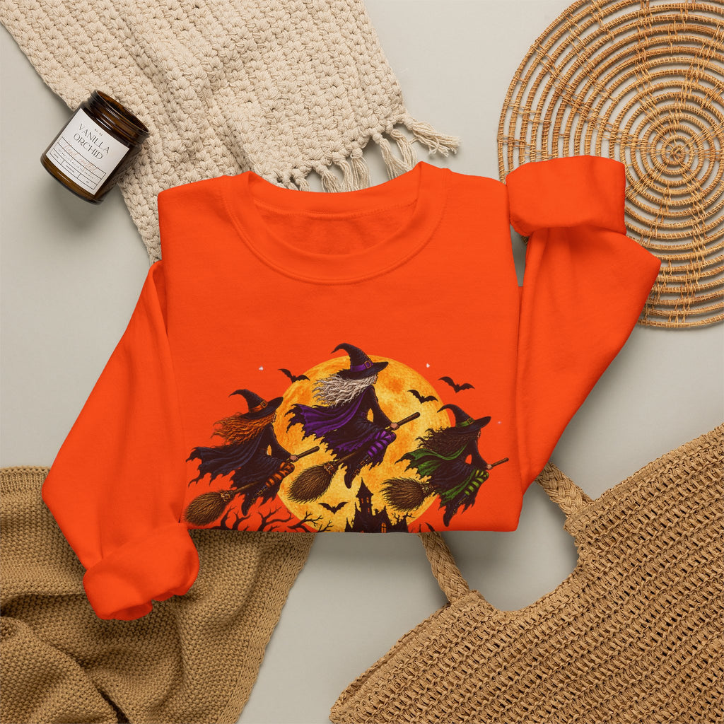 Witching You a Happy Halloween Crewneck Sweatshirt | Halloween Skull Moon Design