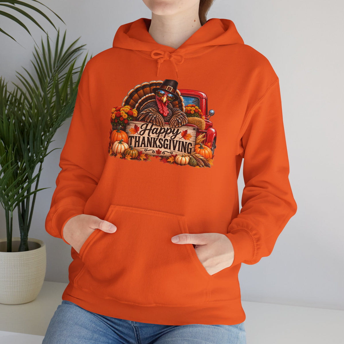 Thanksgiving Vintage Truck Hoodie – Happy Thanksgiving Fall Harvest Sweatshirt