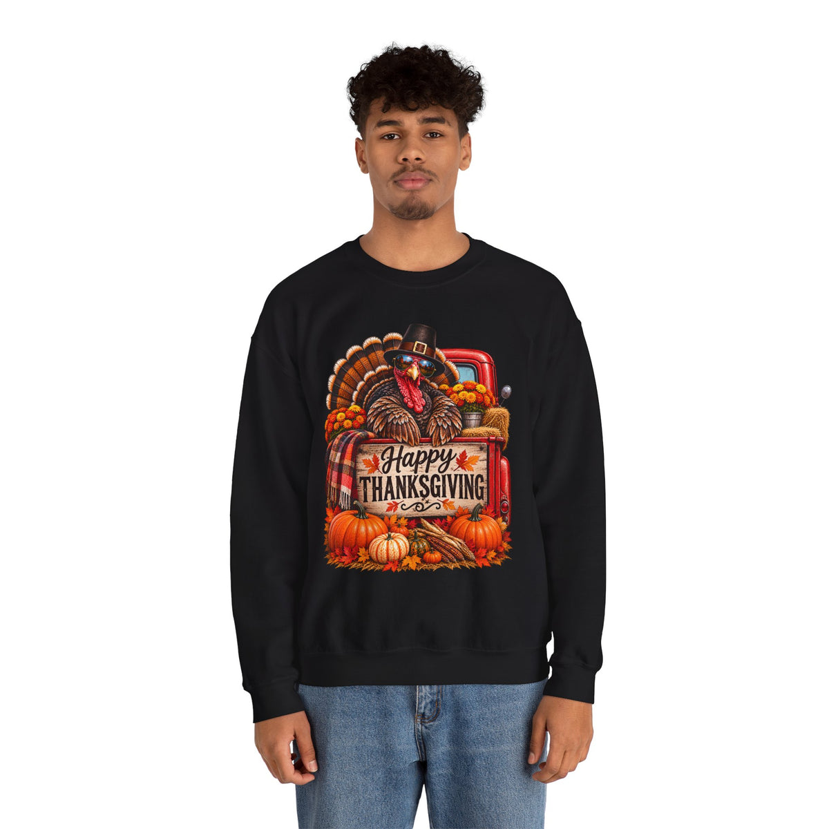 Happy Thanksgiving Turkey Sweatshirt — Fall Pumpkin Harvest Crewneck