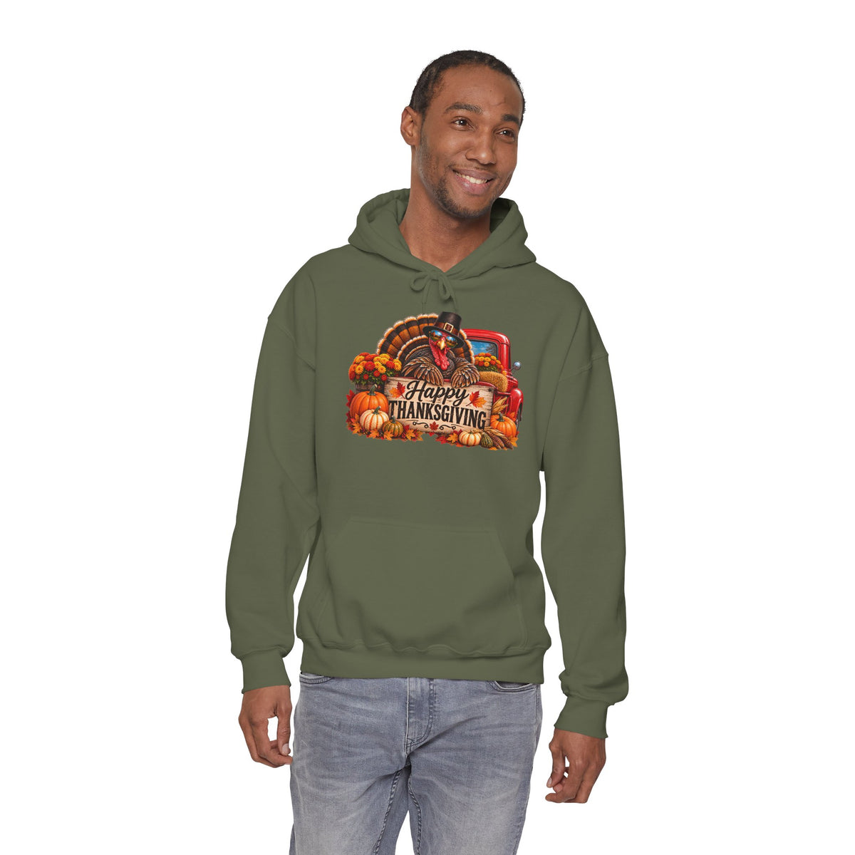Thanksgiving Vintage Truck Hoodie – Happy Thanksgiving Fall Harvest Sweatshirt