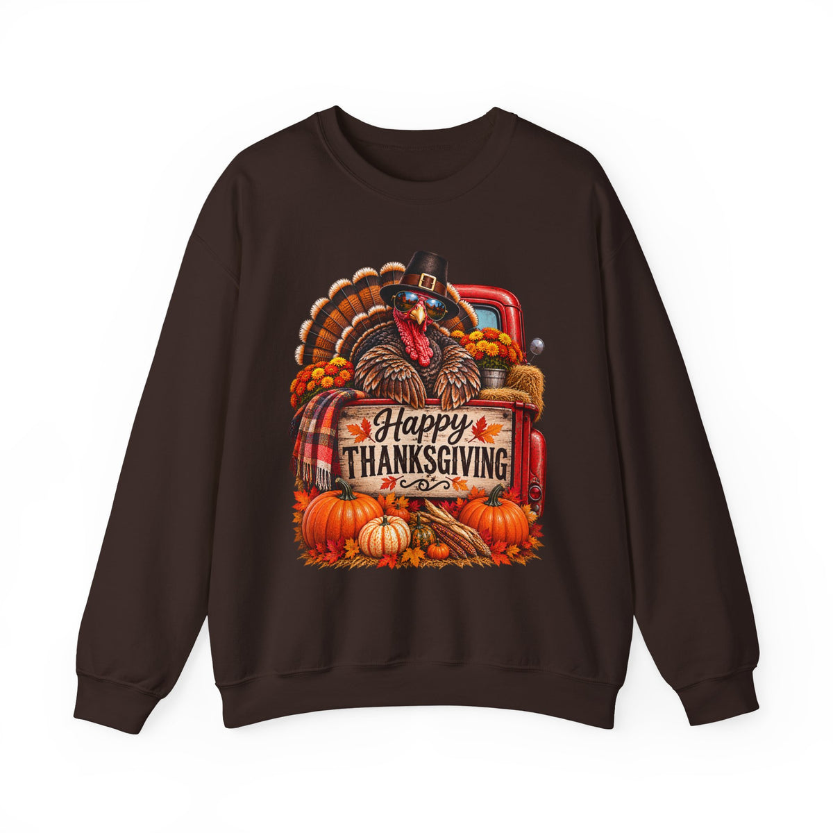 Happy Thanksgiving Turkey Sweatshirt — Fall Pumpkin Harvest Crewneck