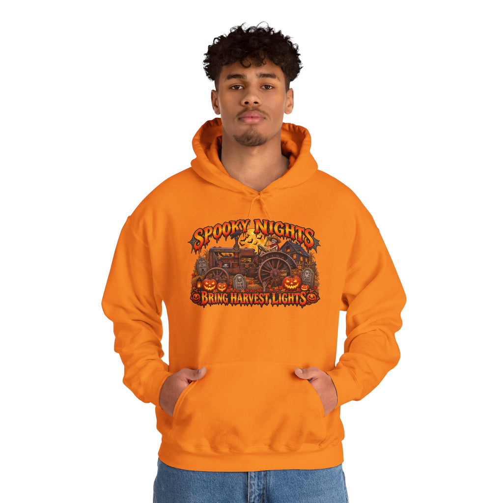 Spooky Nights Bring Harvest Lights Hoodie | Halloween Pumpkin Wagon Sweatshirt