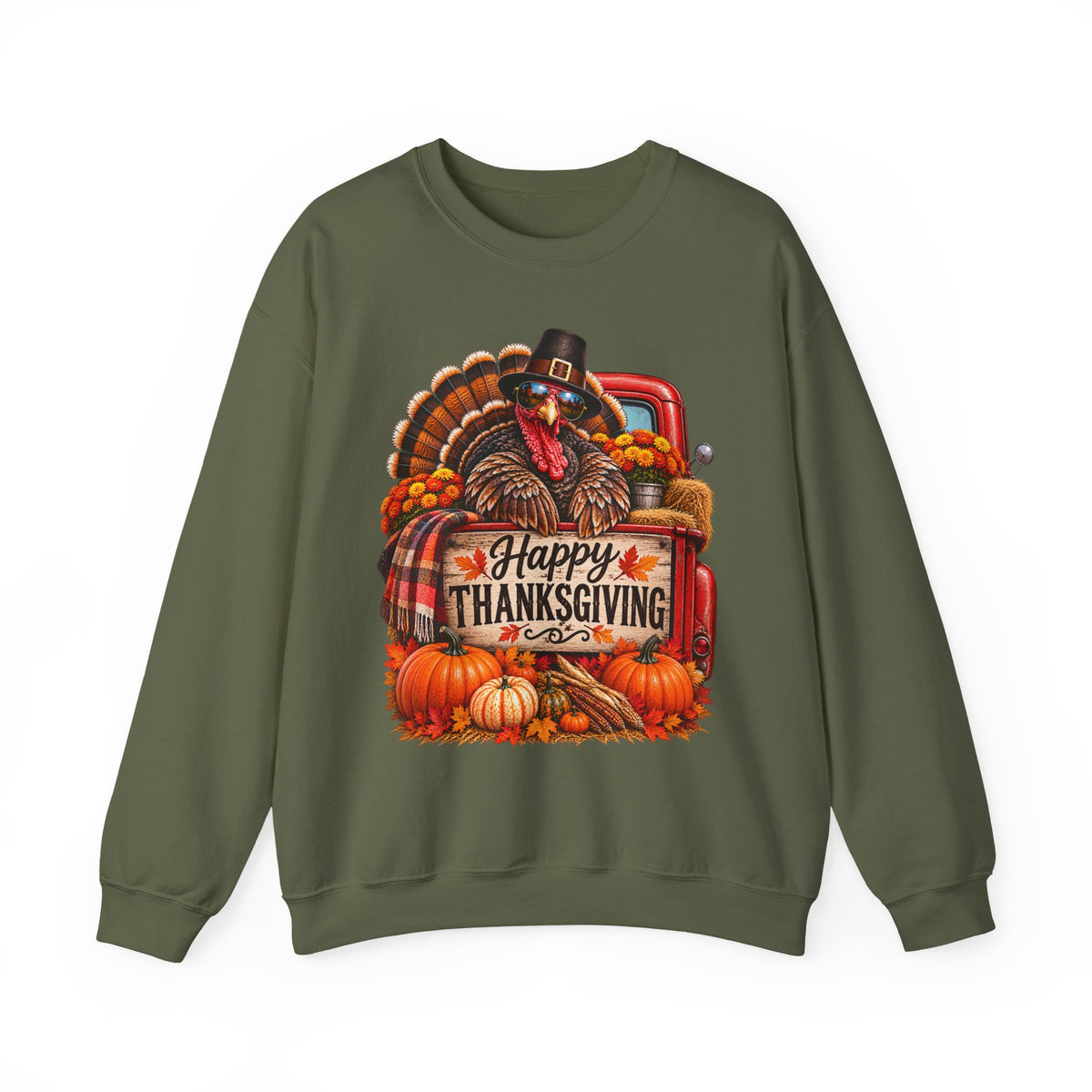 Happy Thanksgiving Turkey Sweatshirt — Fall Pumpkin Harvest Crewneck