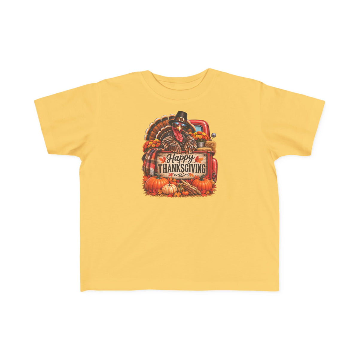Toddler T-Shirt — 'Happy Thanksgiving' Turkey Truck Design