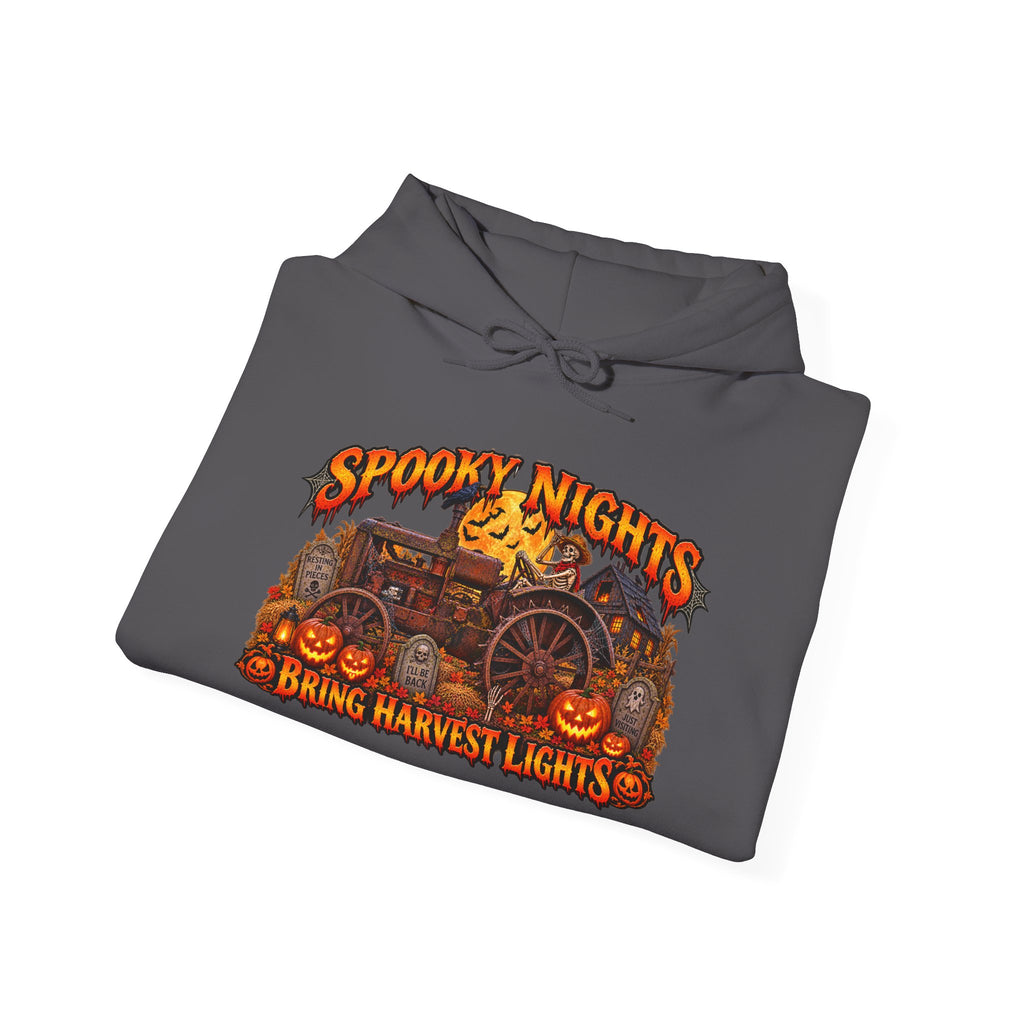 Spooky Nights Bring Harvest Lights Hoodie | Halloween Pumpkin Wagon Sweatshirt