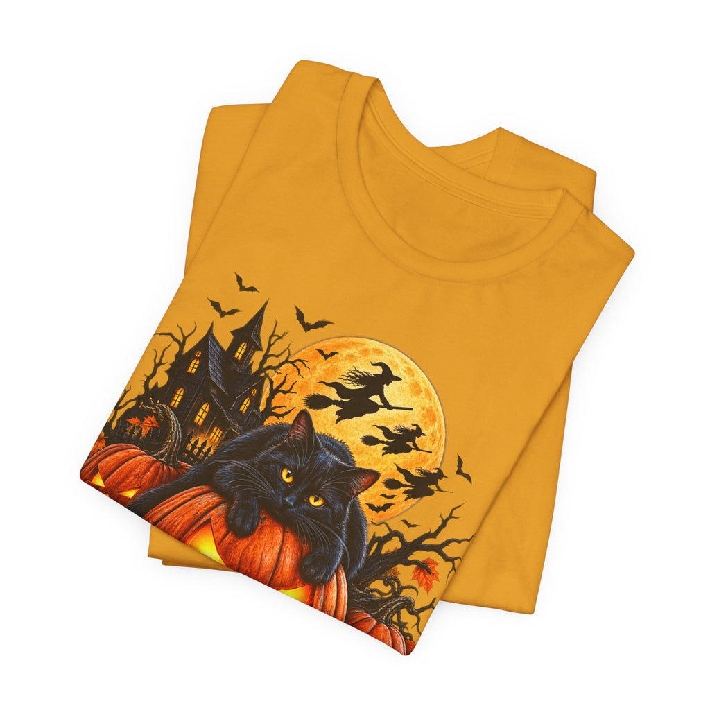 Trick or Treat Jack-O'-Lanterns Pumpkin Cat T-Shirt | Halloween Tee, Spooky Haunted Moon