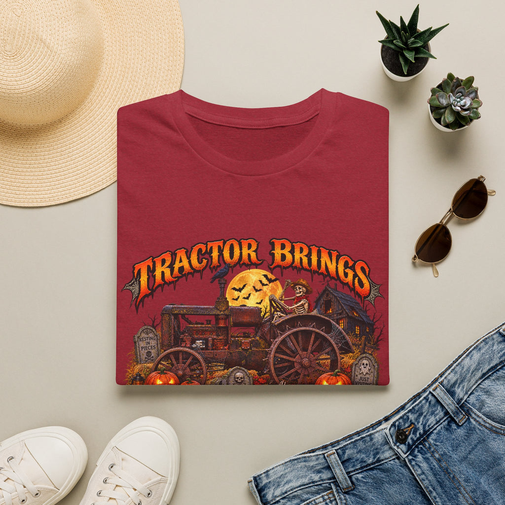 Tractor Brings Halloween Vibes T-Shirt | Pumpkin Farm Tractor Halloween Tee