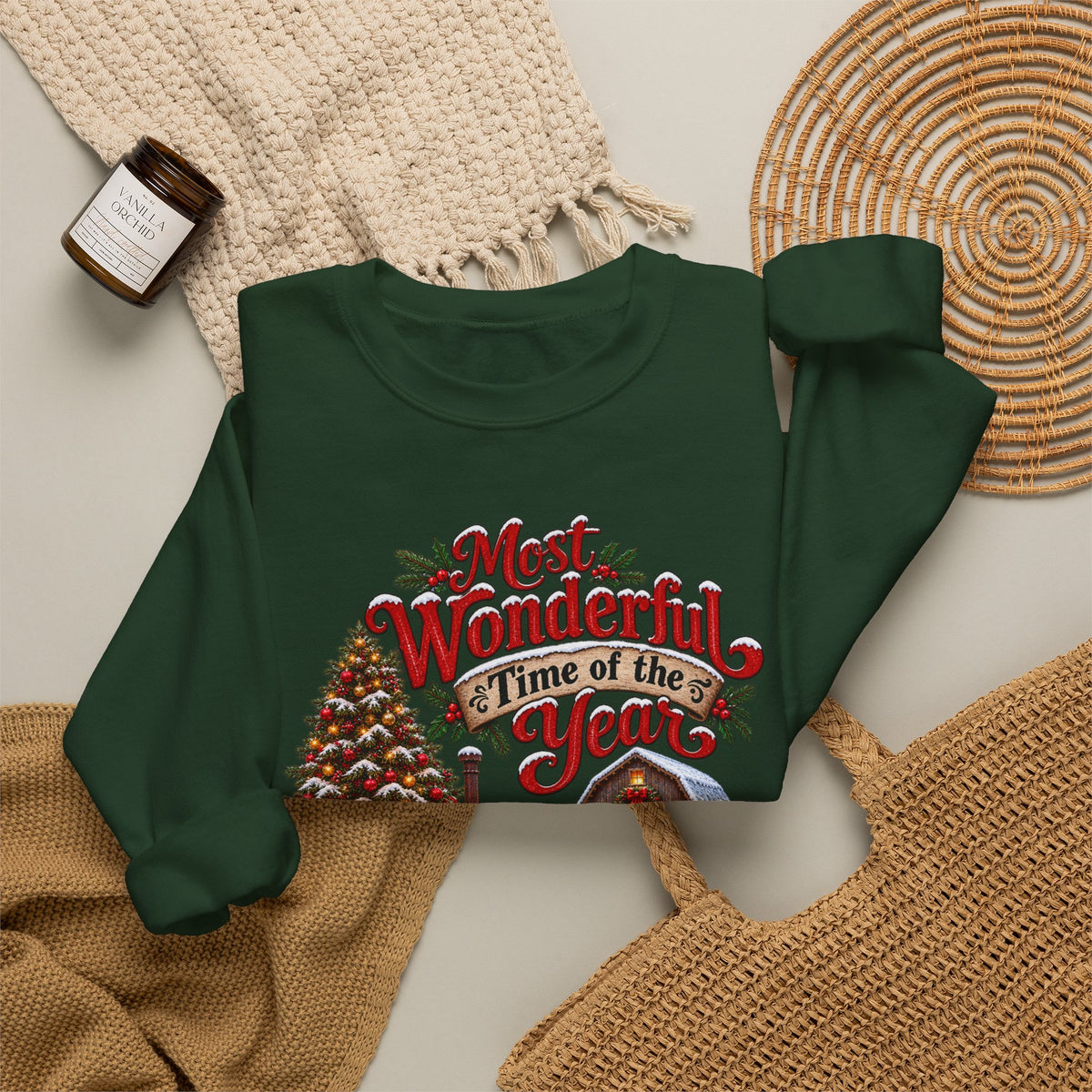 Most Wonderful Time of the Year Sweatshirt | Christmas Vintage Wagon Tree Design