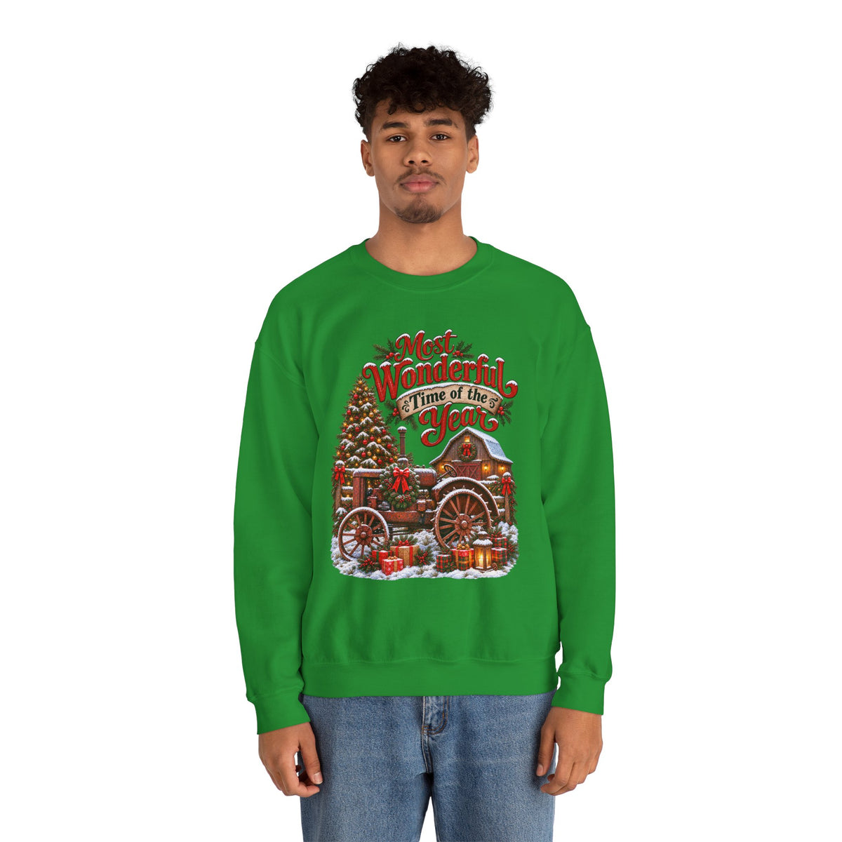 Most Wonderful Time of the Year Sweatshirt | Christmas Vintage Wagon Tree Design