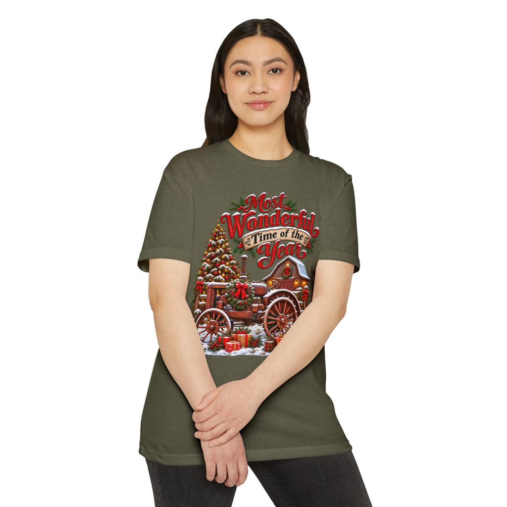 Most Wonderful Time of the Year Christmas T-Shirt | Vintage Holiday Wagon Design
