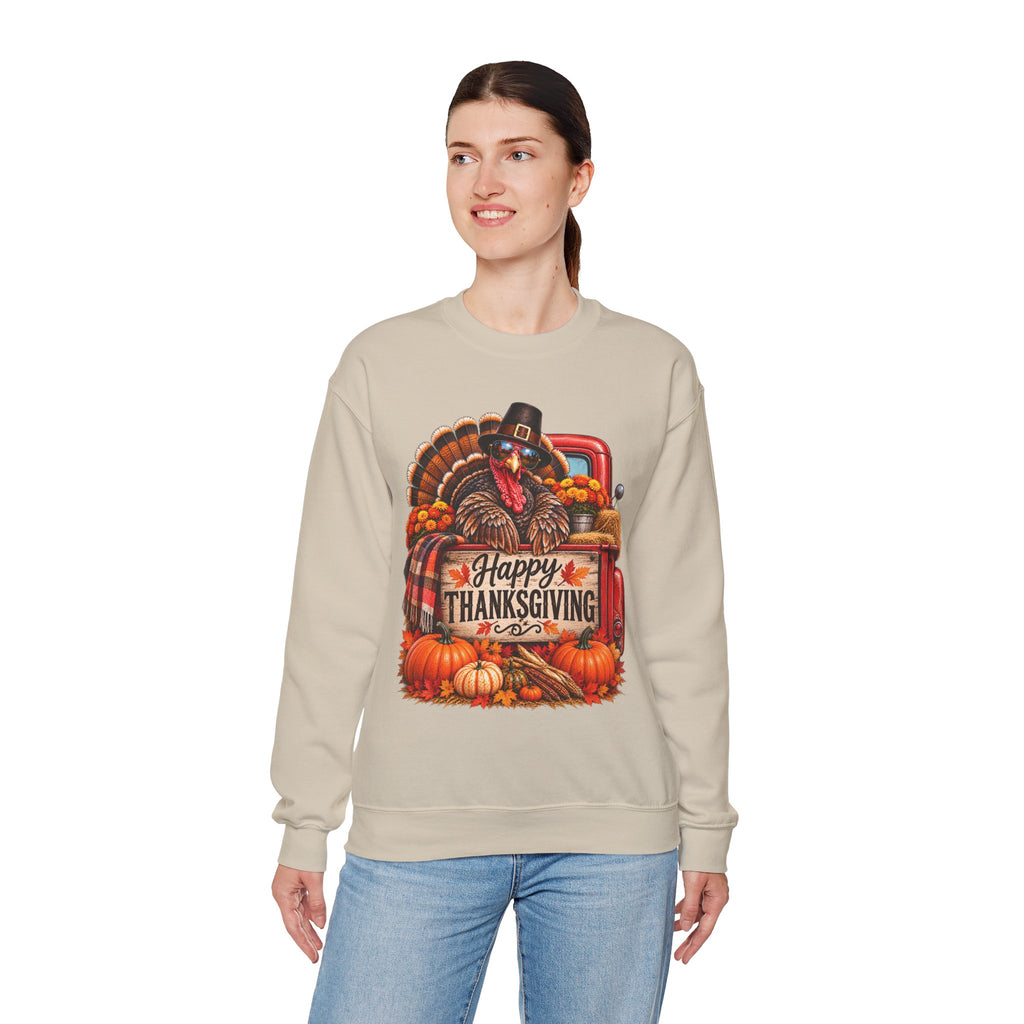 Happy Thanksgiving Turkey Sweatshirt — Fall Pumpkin Harvest Crewneck