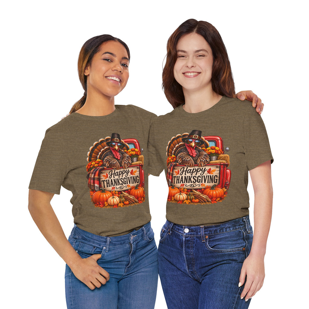 Thanksgiving Turkey T-Shirt – "Happy Thanksgiving" Fall Harvest Tee