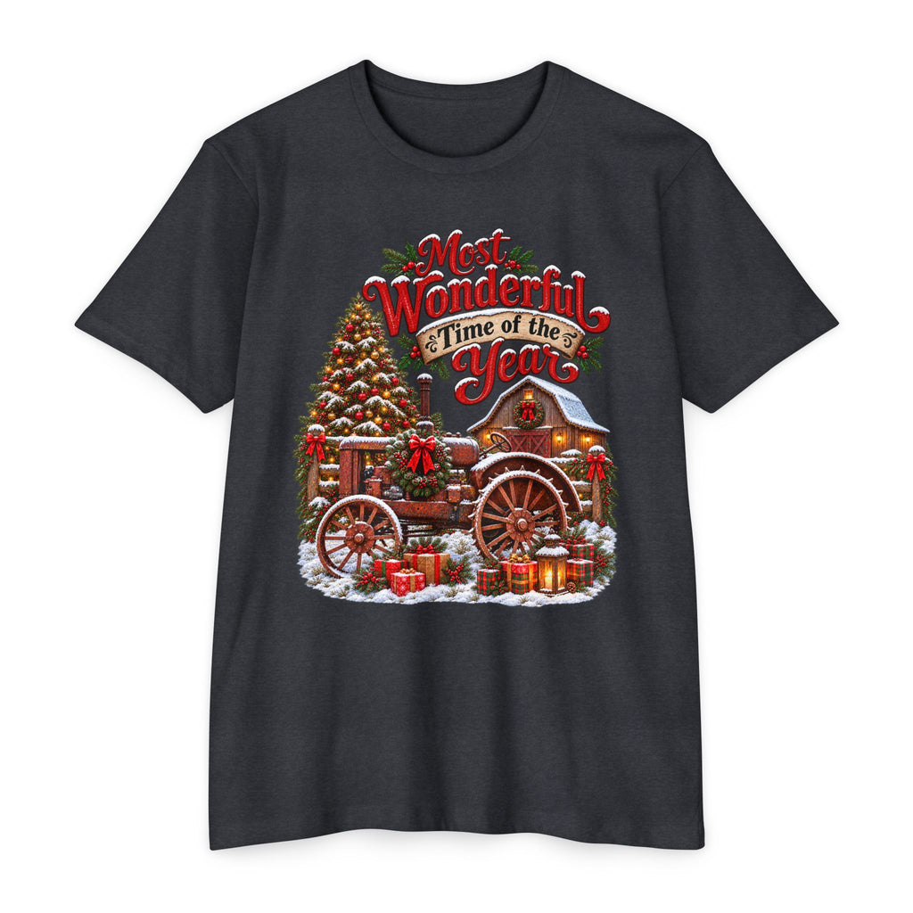 Most Wonderful Time of the Year Christmas T-Shirt | Vintage Holiday Wagon Design