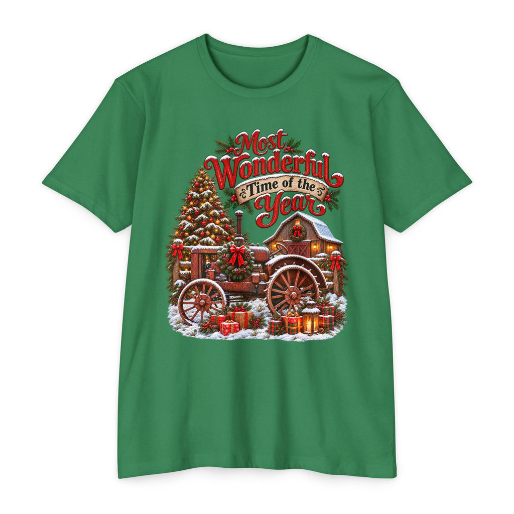 Most Wonderful Time of the Year Christmas T-Shirt | Vintage Holiday Wagon Design