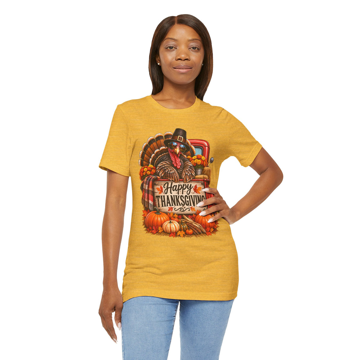 Thanksgiving Turkey T-Shirt – "Happy Thanksgiving" Fall Harvest Tee
