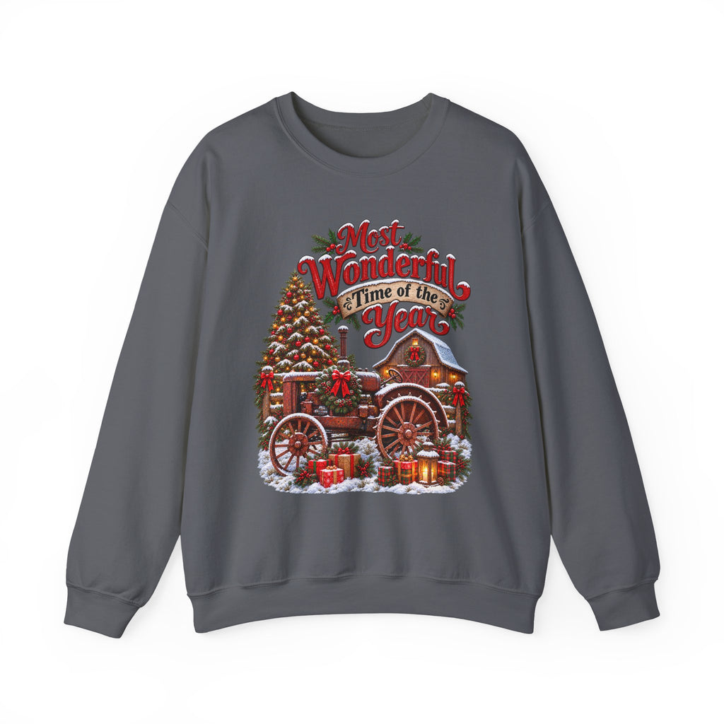 Most Wonderful Time of the Year Sweatshirt | Christmas Vintage Wagon Tree Design