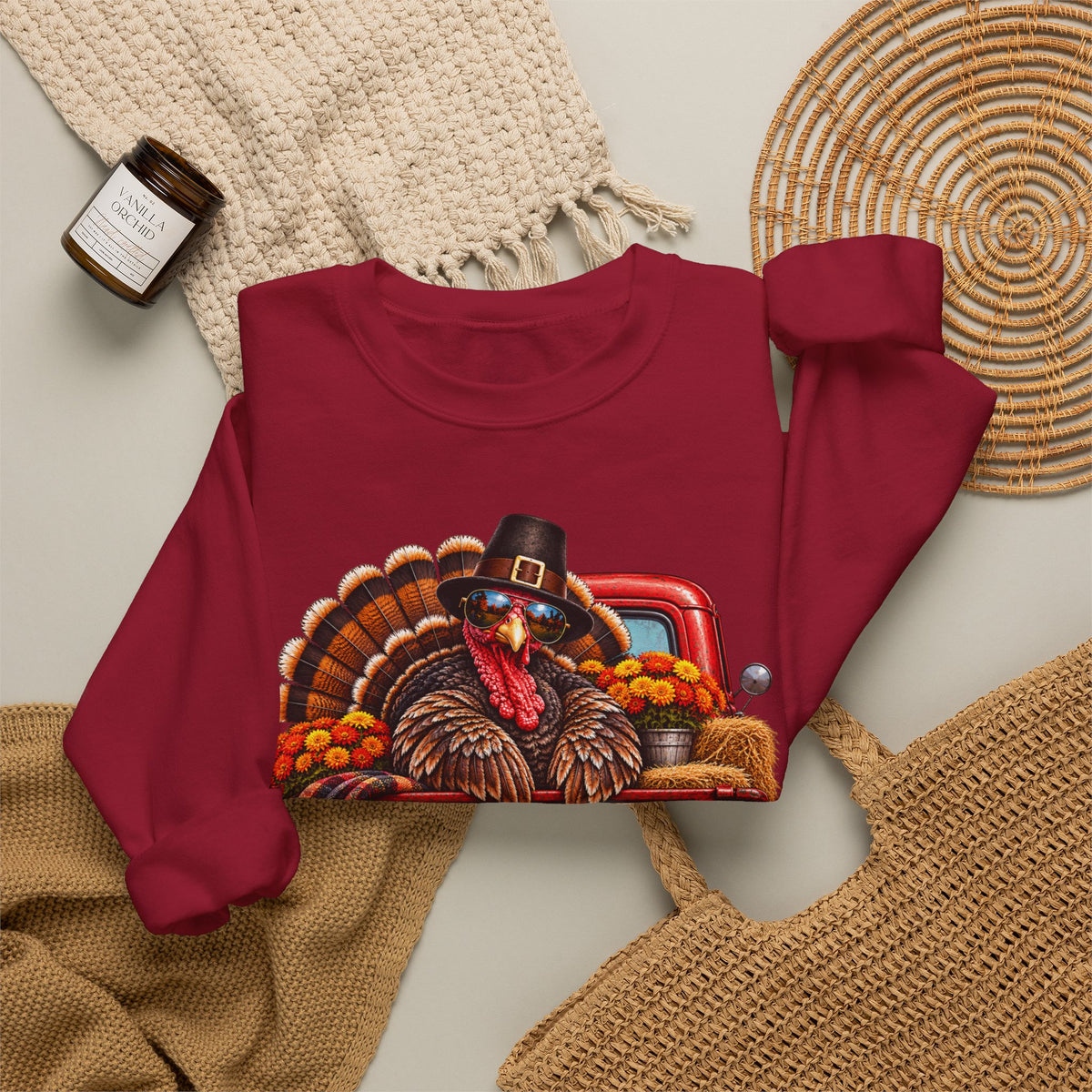 Happy Thanksgiving Turkey Sweatshirt — Fall Pumpkin Harvest Crewneck