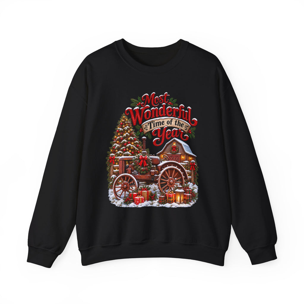 Most Wonderful Time of the Year Sweatshirt | Christmas Vintage Wagon Tree Design