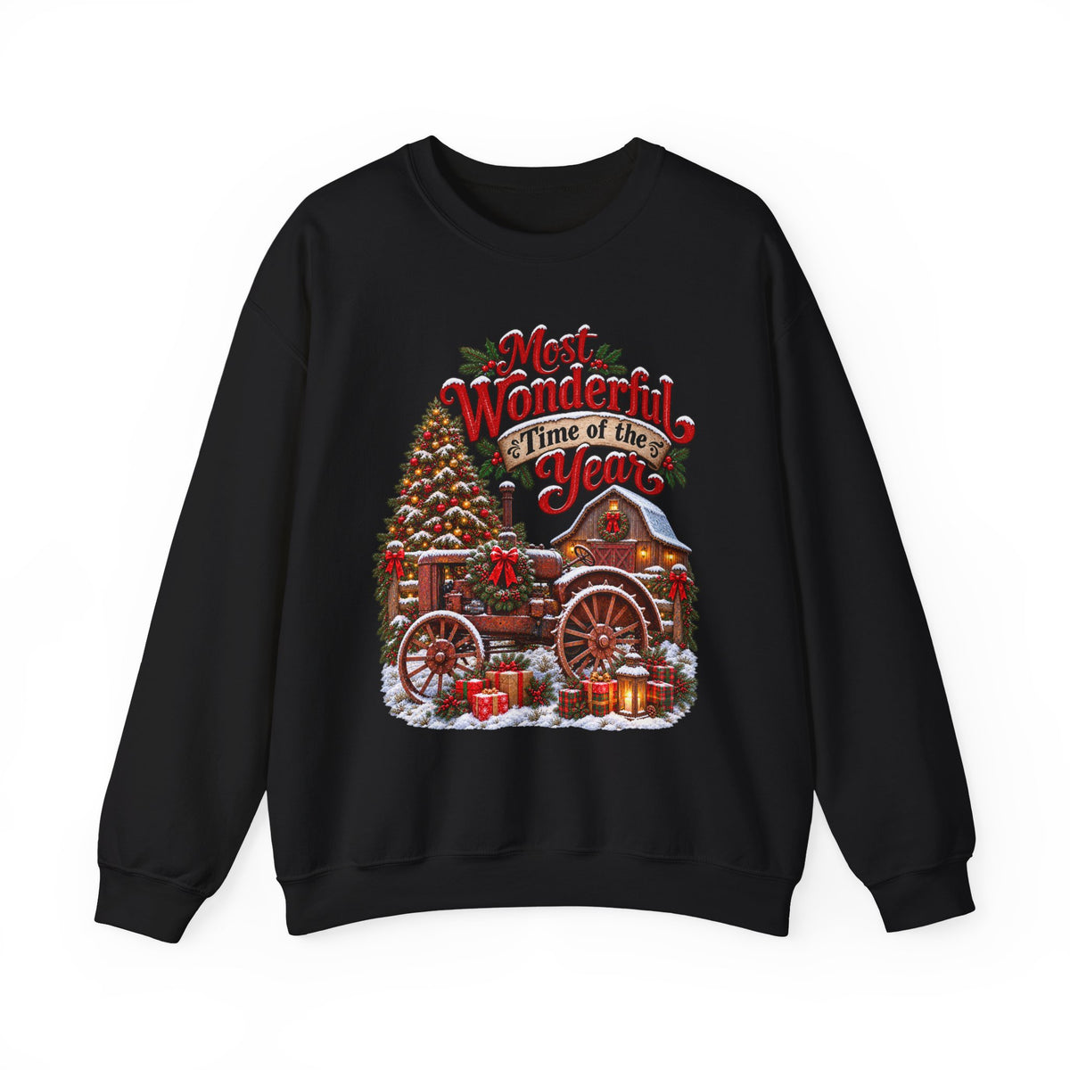 Most Wonderful Time of the Year Sweatshirt | Christmas Vintage Wagon Tree Design