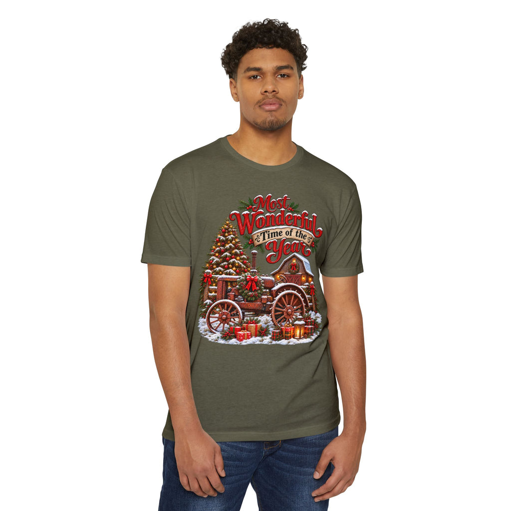 Most Wonderful Time of the Year Christmas T-Shirt | Vintage Holiday Wagon Design