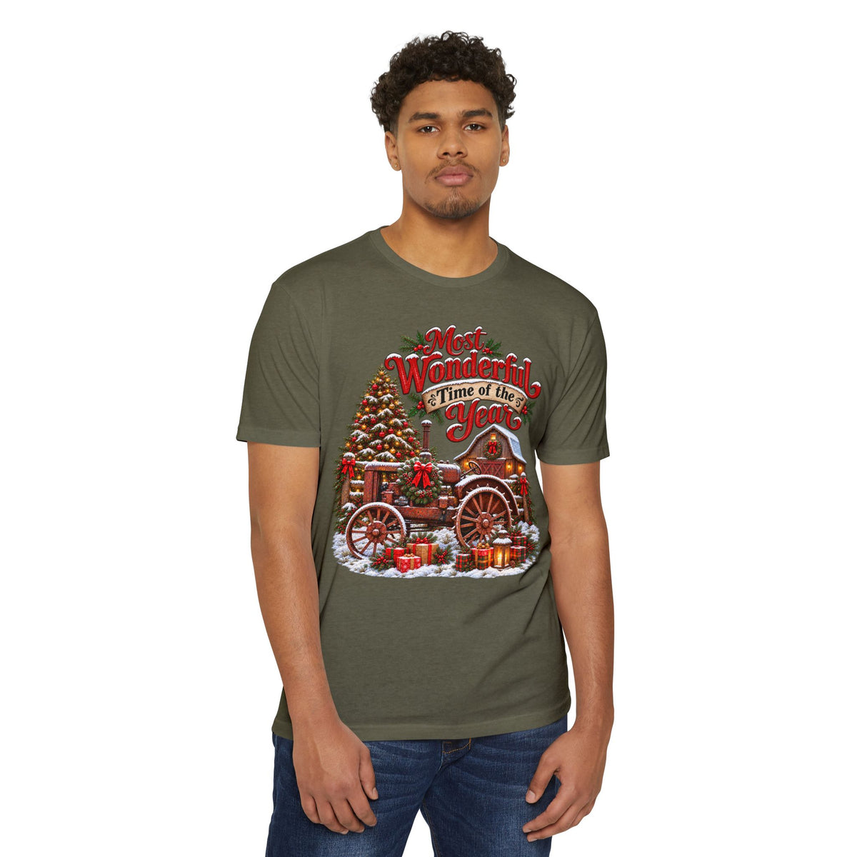 Most Wonderful Time of the Year Christmas T-Shirt | Vintage Holiday Wagon Design